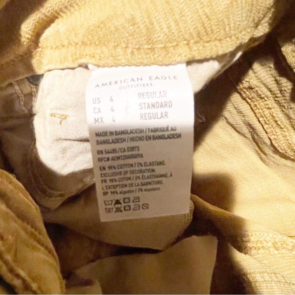 American Eagle‎ Womens Size 4R Mom Straight Jean Brown Fine Whale Corduroy - Picture 4 of 5